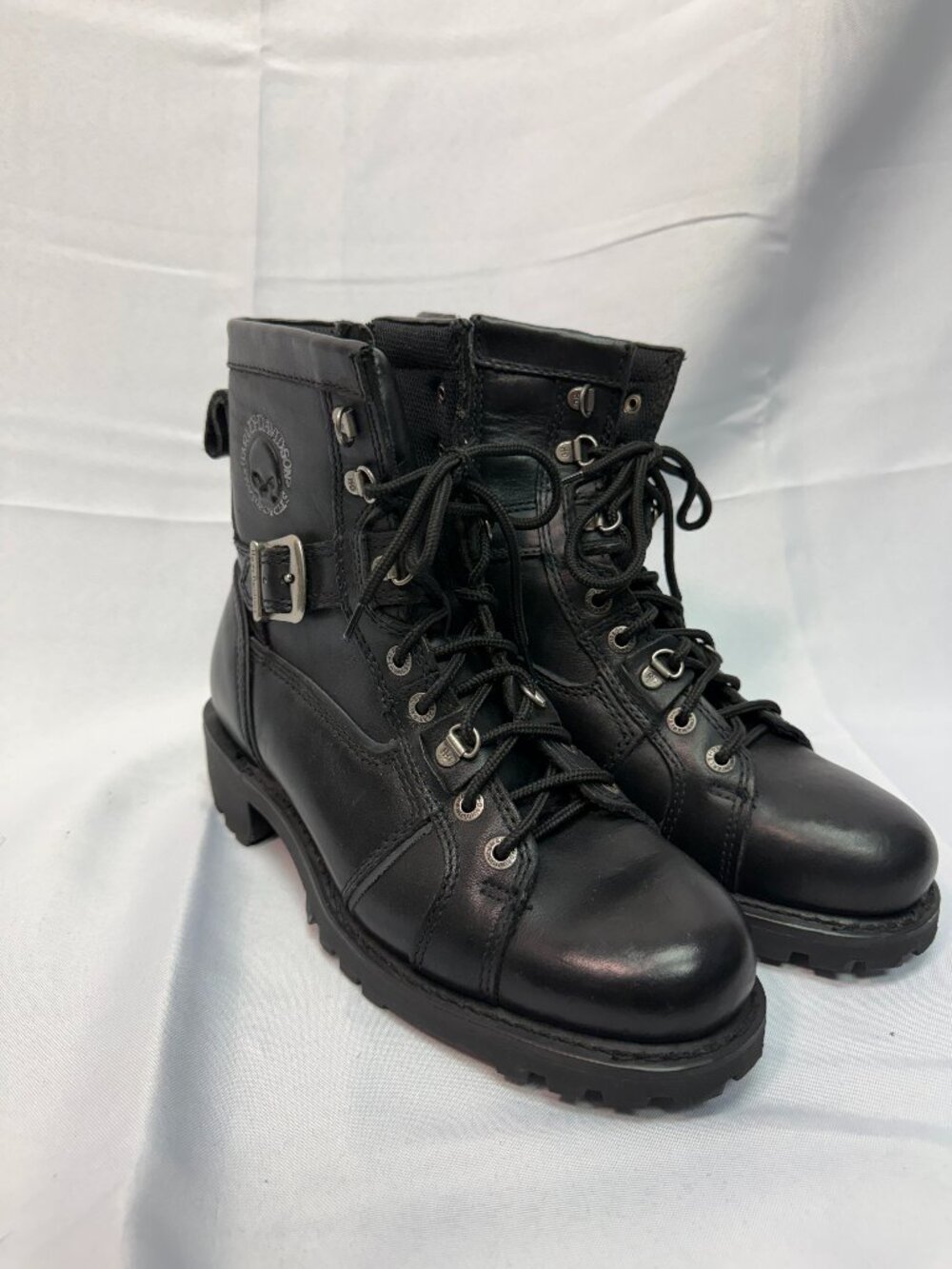 Harley-Davidson Black Leather Side Zip Motorcycle Boots Men’s 8.5